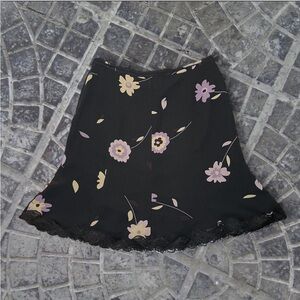 90s Floral Lace Midi Slip Skirt